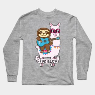 Sloth Llama Ukulele Long Sleeve T-Shirt